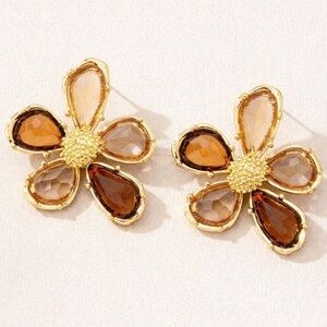 Amber Crystal Petal Earrings (9013)